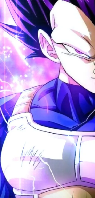 Vibrant anime character with purple aura.