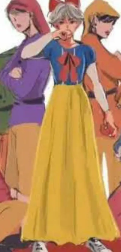 Anime-style characters in colorful outfits.