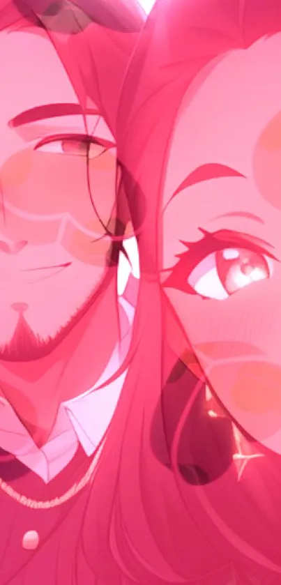 Smiling anime couple with vibrant colors and artistic expression.