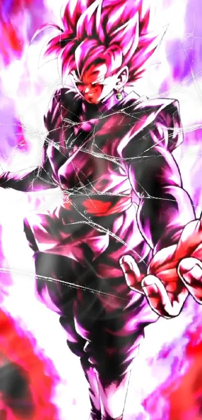 Dynamic anime character with vibrant pink-red energy.