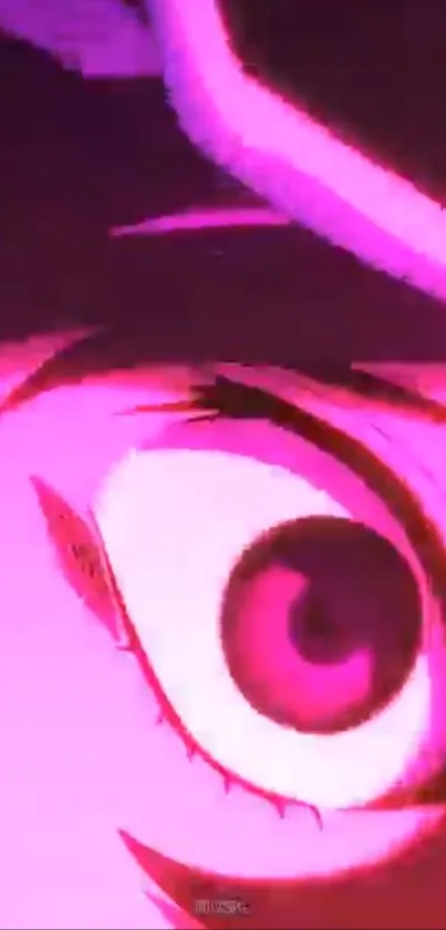 Vibrant anime eye with pink and purple hues in dynamic design.