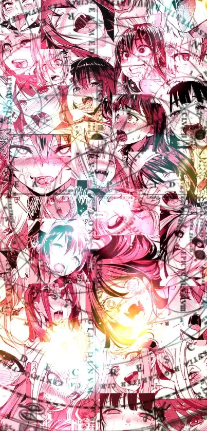 Collage of colorful anime faces wallpaper.