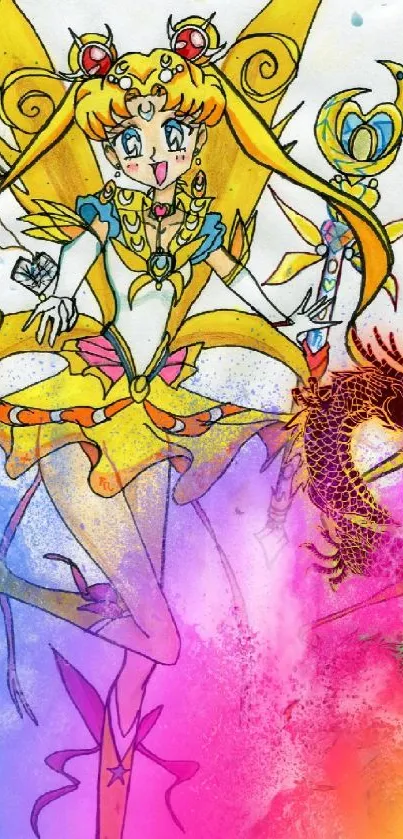 Vibrant anime hero with colorful design
