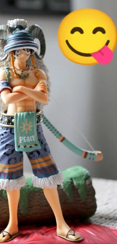 Anime figurine in beach attire with a playful expression.