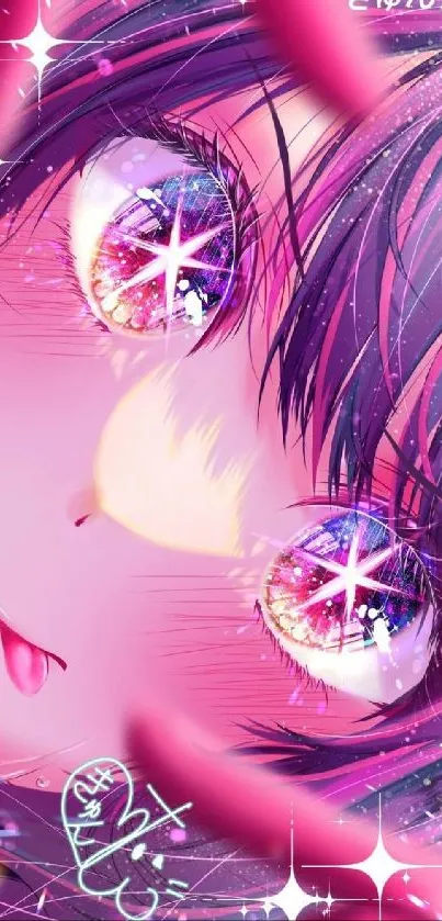 Colorful anime wallpaper with galaxy eyes and vibrant design.