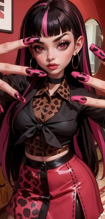 Anime girl with stylish look and vibrant colors in a mobile wallpaper.