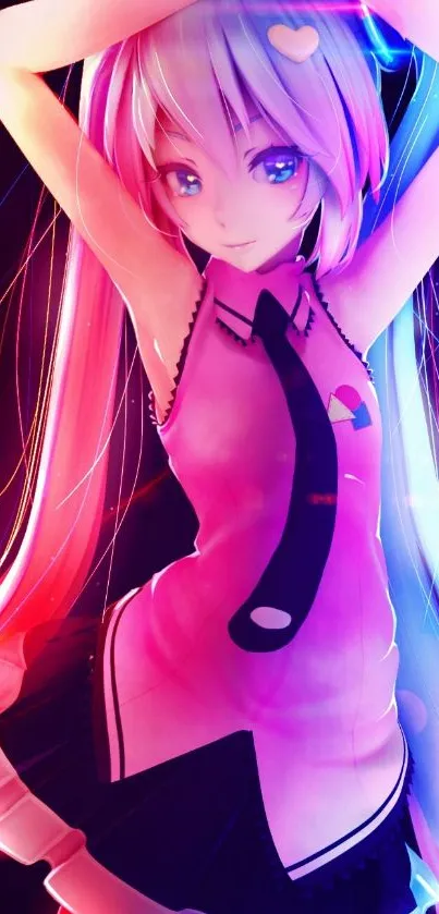 Anime girl with vibrant neon colors and a striking design.