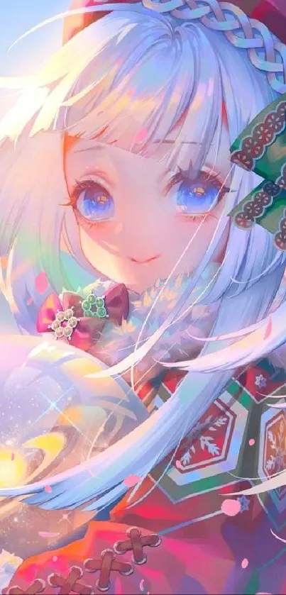 Vibrant anime girl with colorful design and bright lighting.