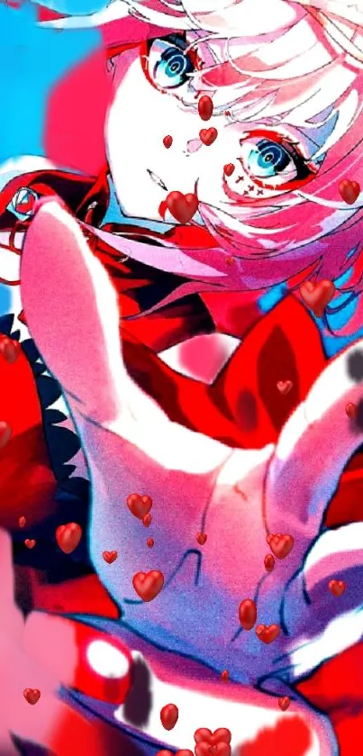 Anime character with red hearts wallpaper.