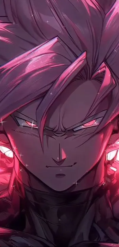 Anime hero with glowing effects and vibrant pink tones.