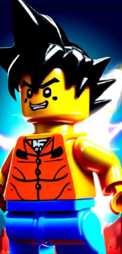 Lego anime character with vibrant glow.