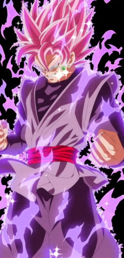 Anime character with vibrant pink energy aura.