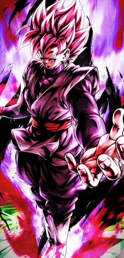 Vibrant anime character with a powerful purple aura.