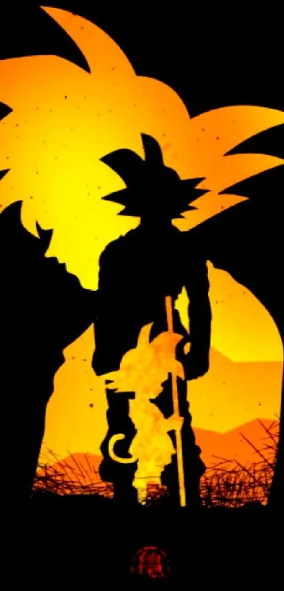 Anime character silhouette in bold orange tones, against a contrasting background.