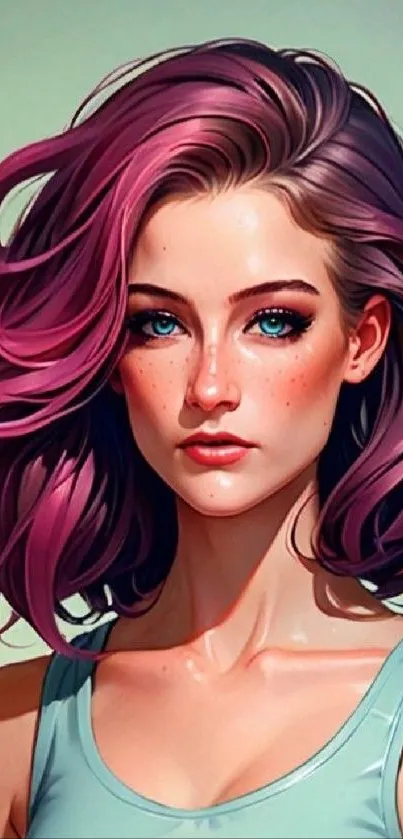 Anime style portrait with purple hair