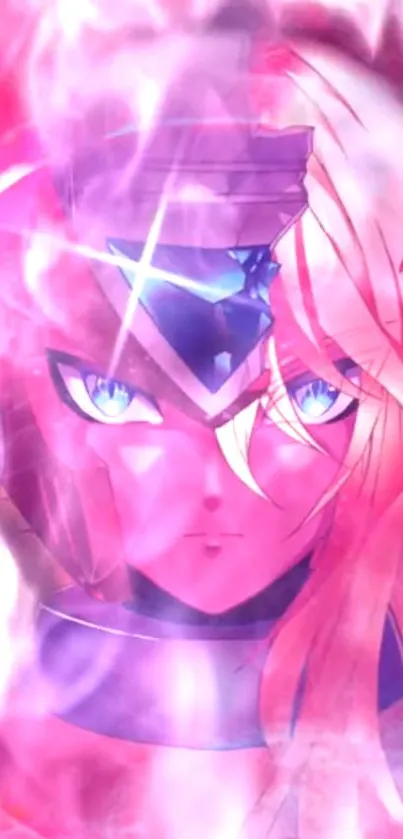 Anime warrior with vibrant pink energy aura.