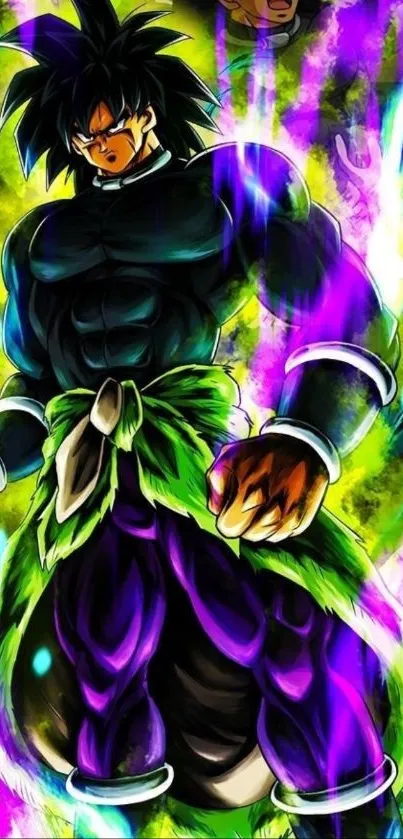 Vibrant anime warrior with intense aura
