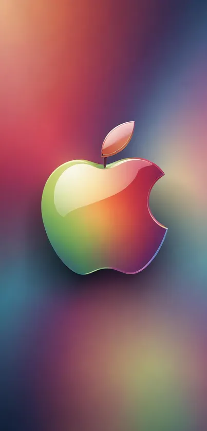 Vibrant Apple logo with colorful gradient design on mobile wallpaper.