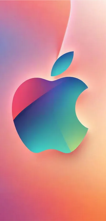 Vibrant multicolor Apple logo on mobile wallpaper.