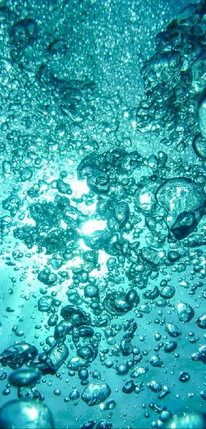 Aqua bubbles underwater create a serene mobile wallpaper.