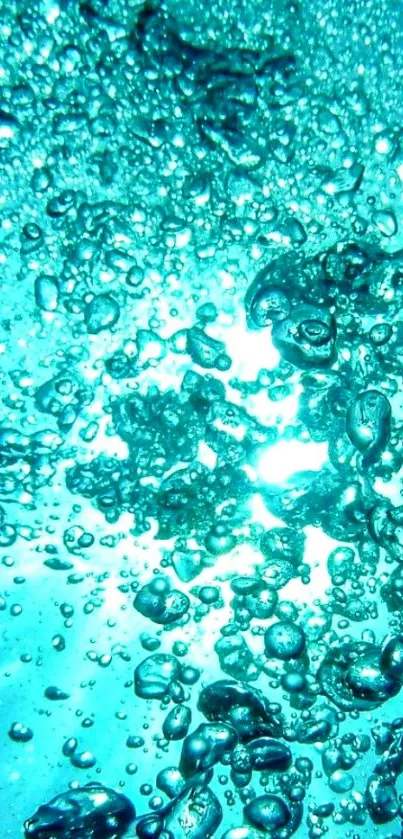 Vibrant aqua bubbles wallpaper with shimmering water droplets