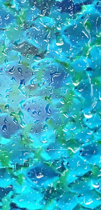 Vibrant aqua texture with water droplets and a blue-green background.