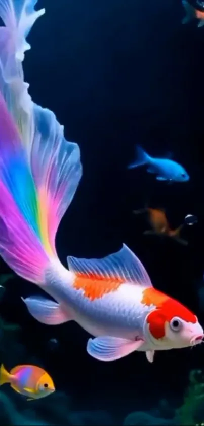 Colorful fish in an aquarium scene with vibrant corals.