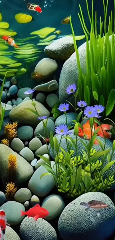 Vibrant aquarium with fish and plants