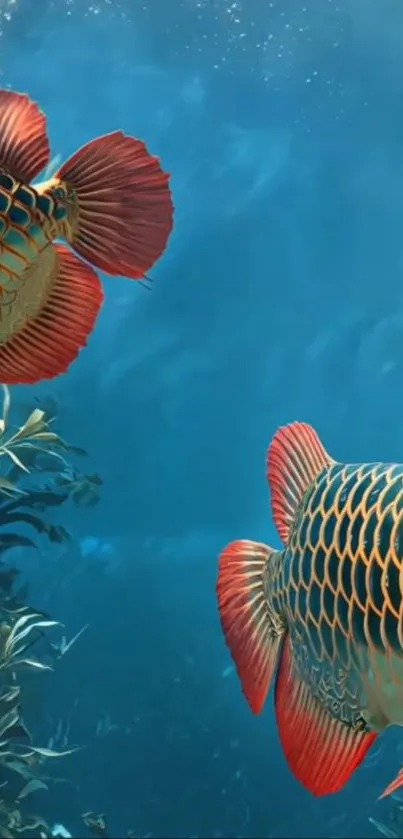 Vibrant fish swimming in a serene ocean scene.