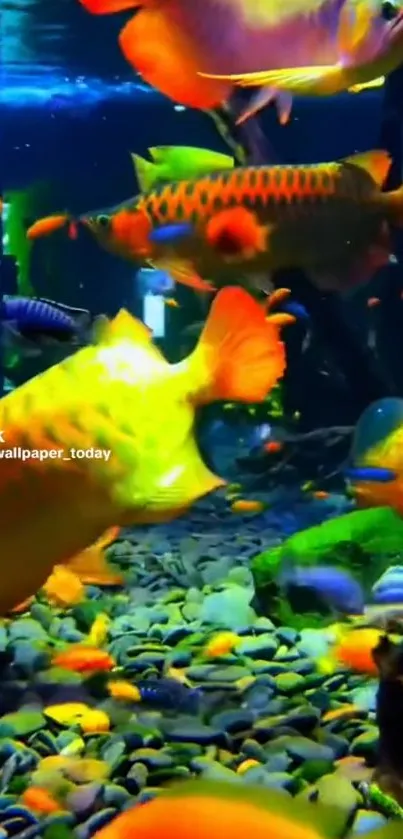 Vibrant fish in an underwater world with colorful aquatic scenery.