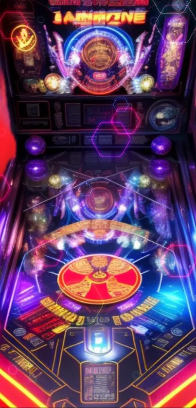 Vibrant neon-lit arcade pinball machine wallpaper.