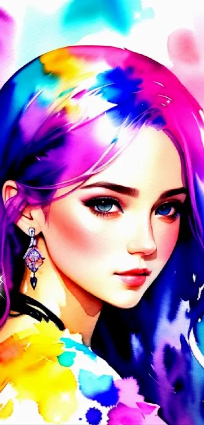 Colorful artistic portrait wallpaper with vibrant, expressive hues.