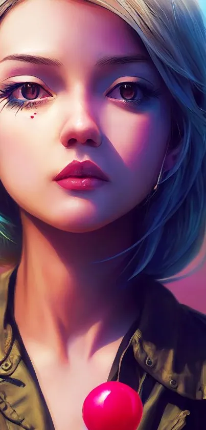 Vibrant digital art portrait wallpaper.