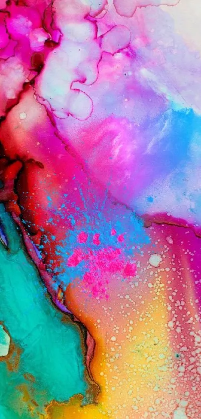 Colorful abstract mobile wallpaper with vibrant pink and blue hues.