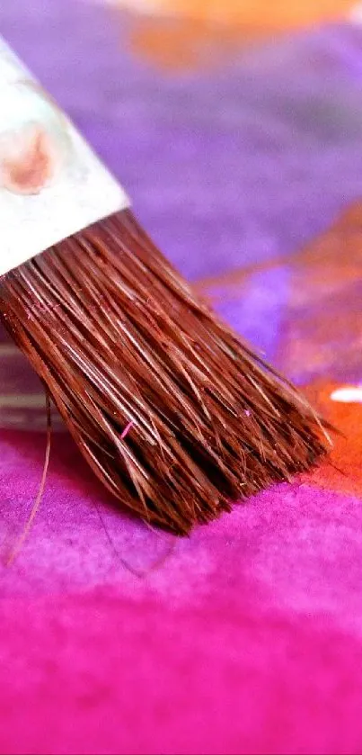 Vibrant brush painting with purple tones