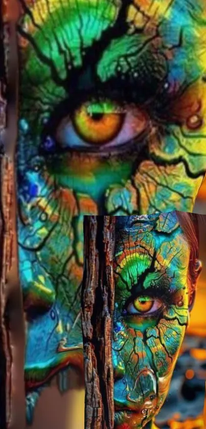 Colorful artistic depiction of a surreal face