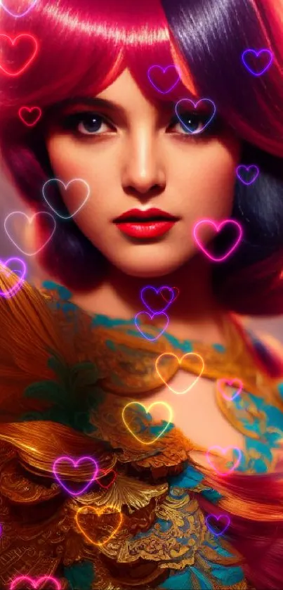 Vibrant and colorful fantasy-inspired artistic portrait wallpaper.