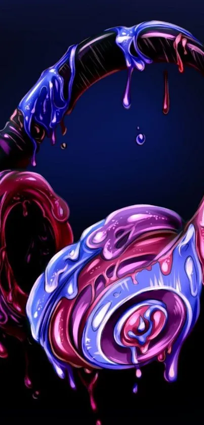 Vibrant headphones with colorful liquid art design.