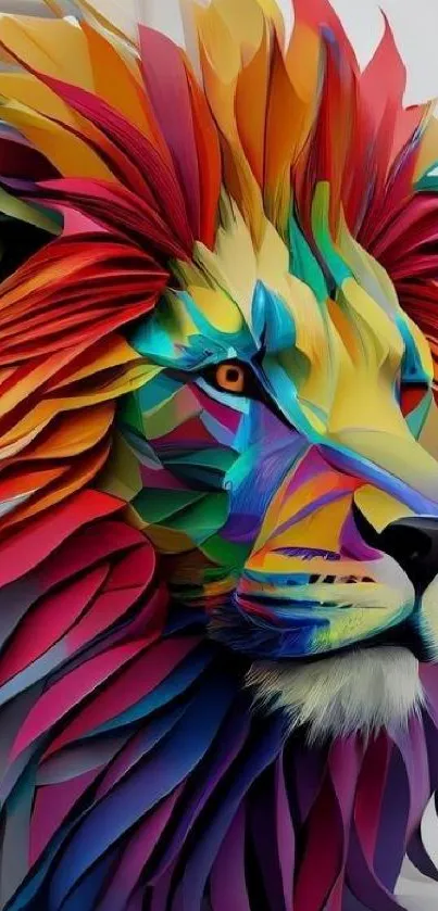 Vibrant and colorful abstract lion art design.