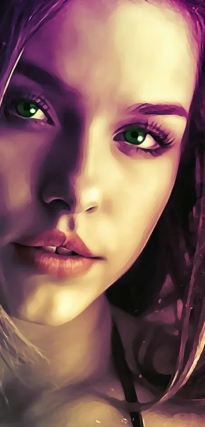 Vibrant artistic portrait wallpaper for mobile showcasing a woman's face with vivid colors.