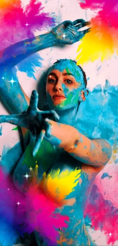Colorful art wallpaper with painted figure