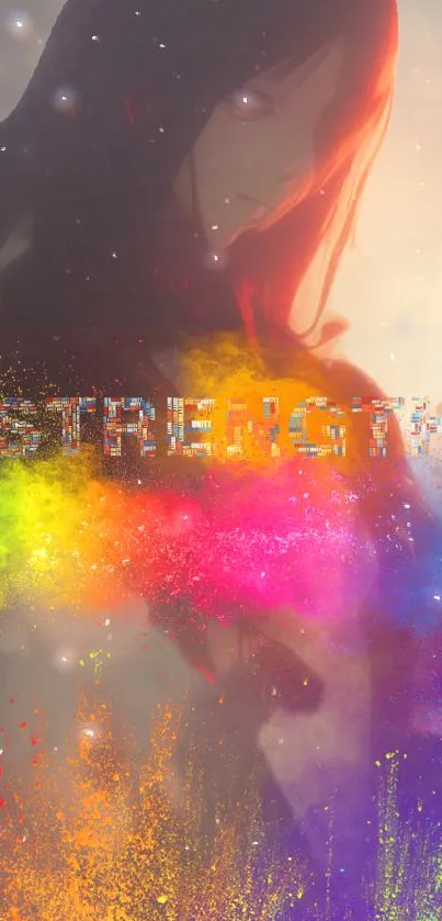 Vibrant and colorful phone wallpaper with rainbow hues and 'Strength' text.