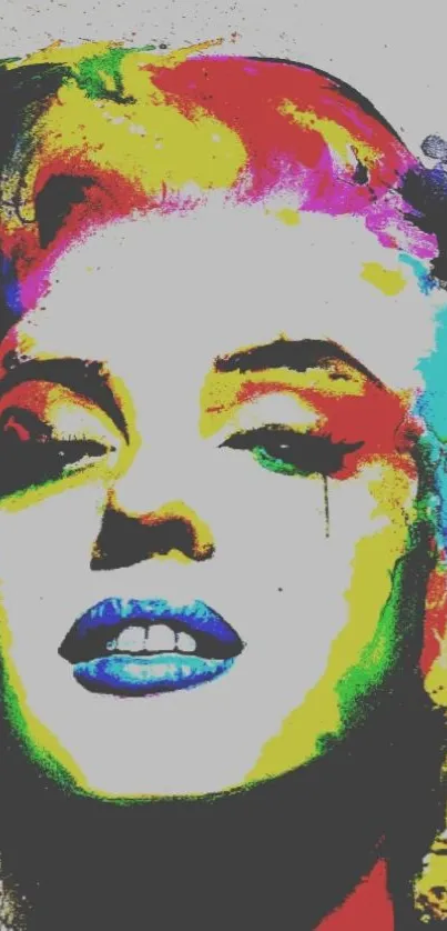 Vibrant pop art wallpaper with a colorful artistic portrait.