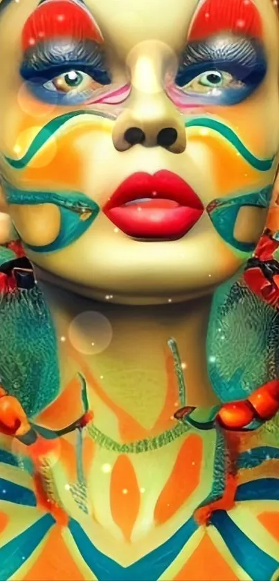 Vibrant and colorful artistic portrait wallpaper with bold face art.