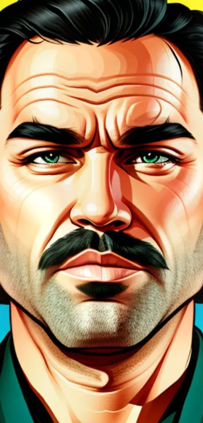 Vibrant artistic portrait with colorful elements.