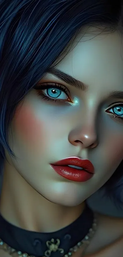 Artistic portrait with vibrant colors and details.