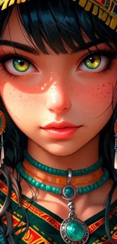 Vibrant artistic portrait with colorful accents.