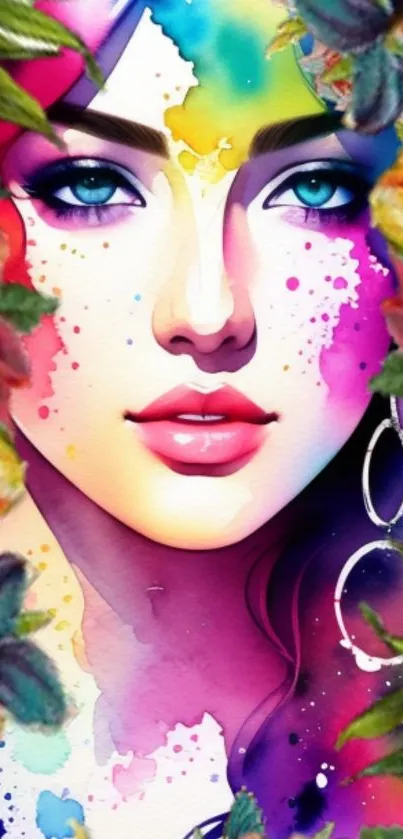 Vibrant artistic portrait with floral accents