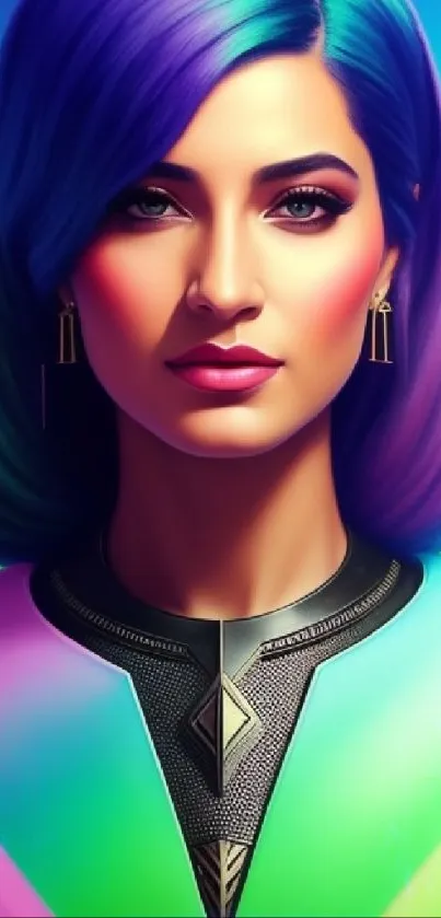 Vibrant artistic portrait with colorful hues.