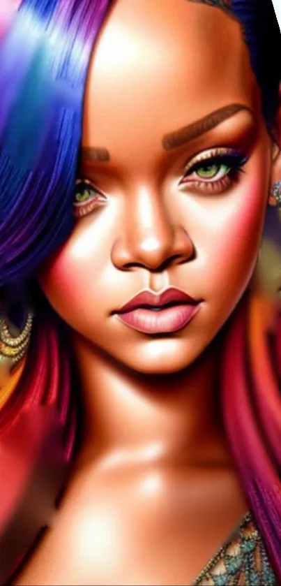 Colorful artistic portrait with vibrant hues.